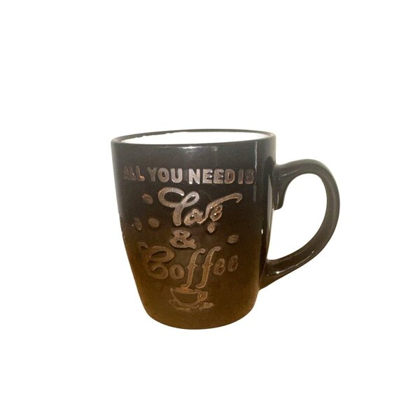 All You Need Is Love & Coffee Mug 12 Oz Royal Norfolk Black & White Ceramic Dish - Picture 1 of 5